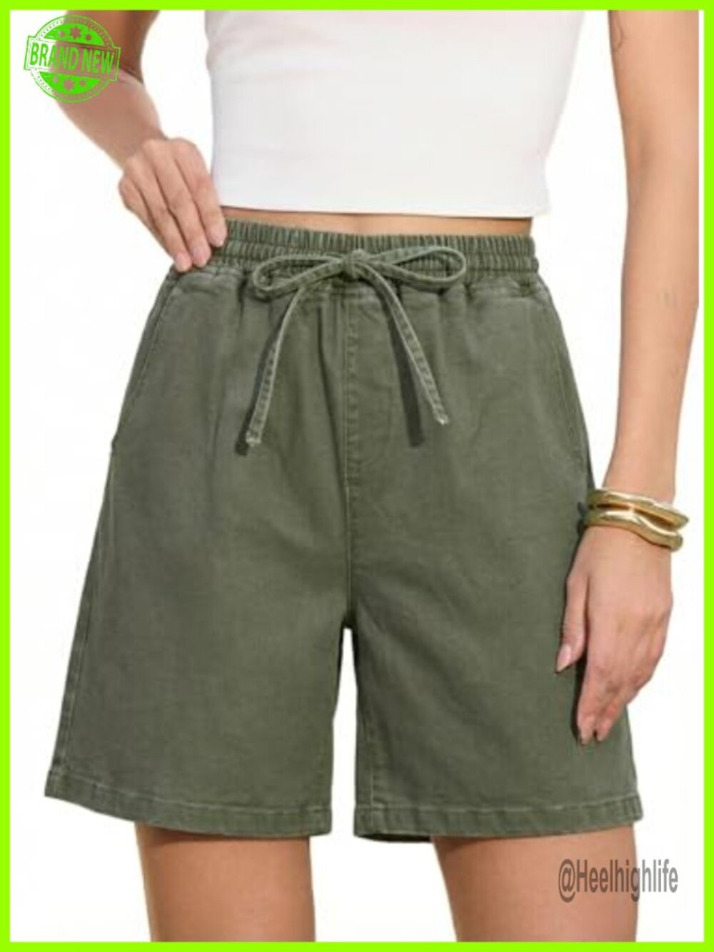 High Waisted Drawstring Summer Jean Shorts